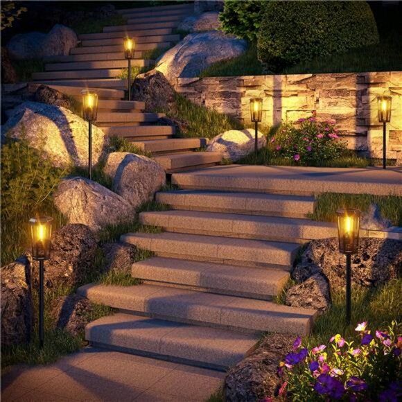 Solar Pathway Lights Outdoor - 6 Pack Solar Garden Lights Driveway Light - Picture 3 of 7